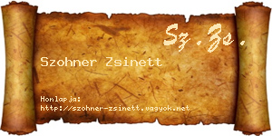 Szohner Zsinett névjegykártya